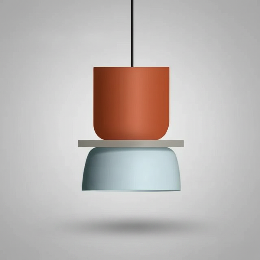Suspension Macaron Bicolore Orange et Bleu Ciel S — photo produit fond gris