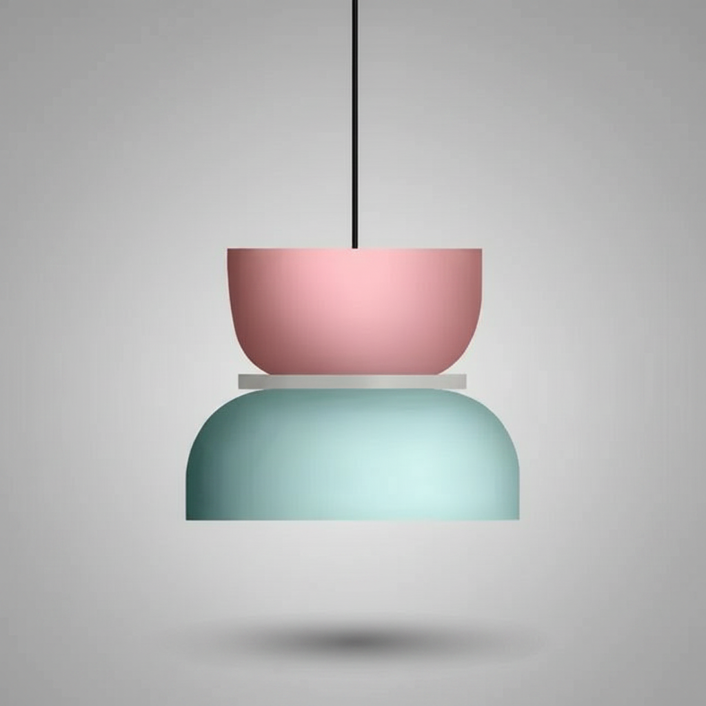 Suspension Macaron Bicolore Rose et Bleu Ciel M — photo produit fond gris