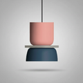 Suspension Macaron Bicolore Rose et Bleu Nuit S — photo produit fond gris