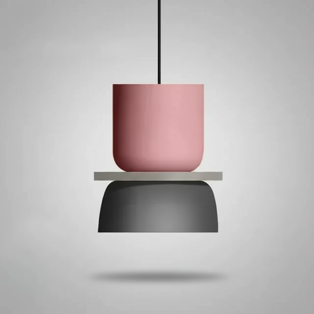 Suspension Macaron Bicolore Rose et Gris S — photo produit fond gris