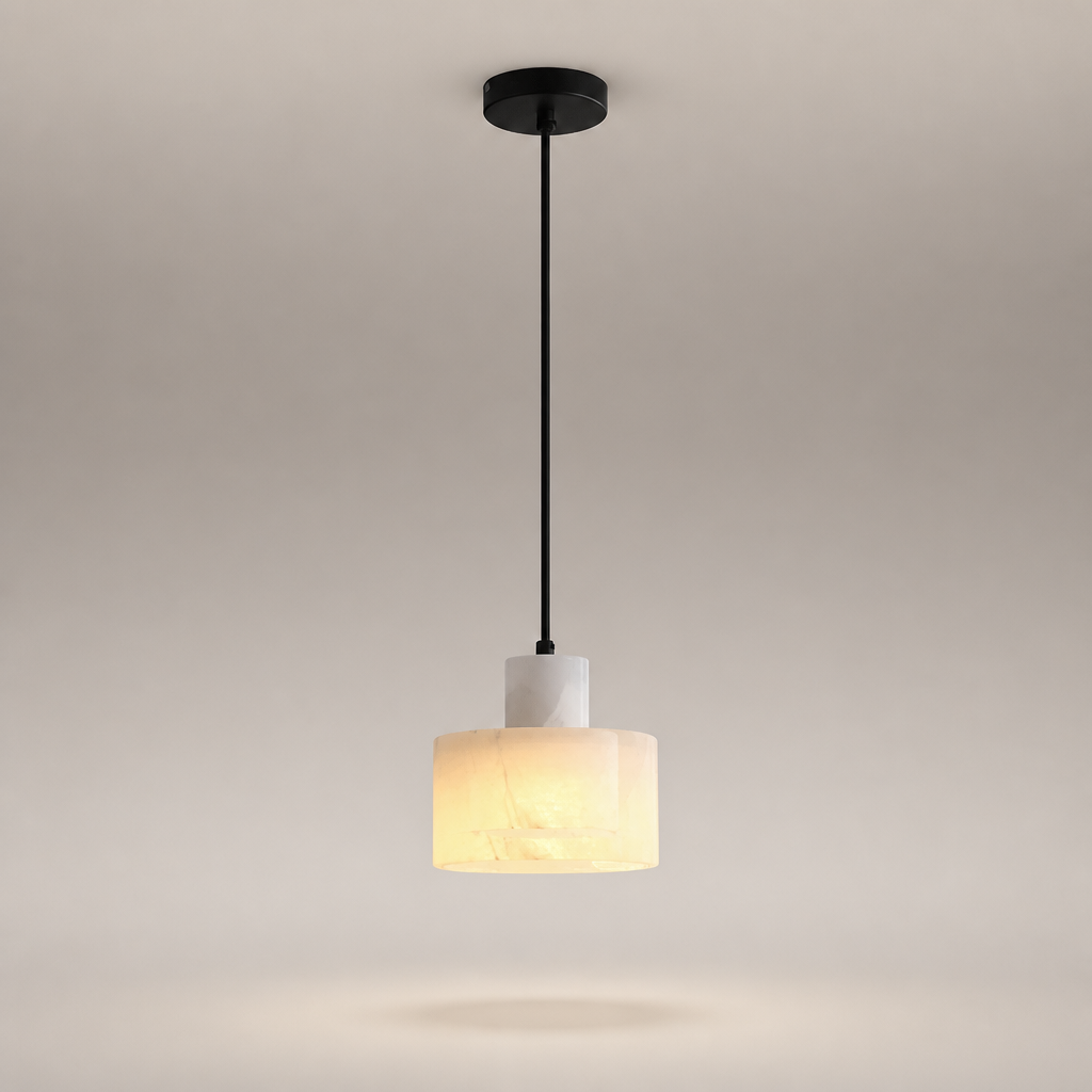 Suspension Marbre Naturel Cylindre — photo produit fond gris