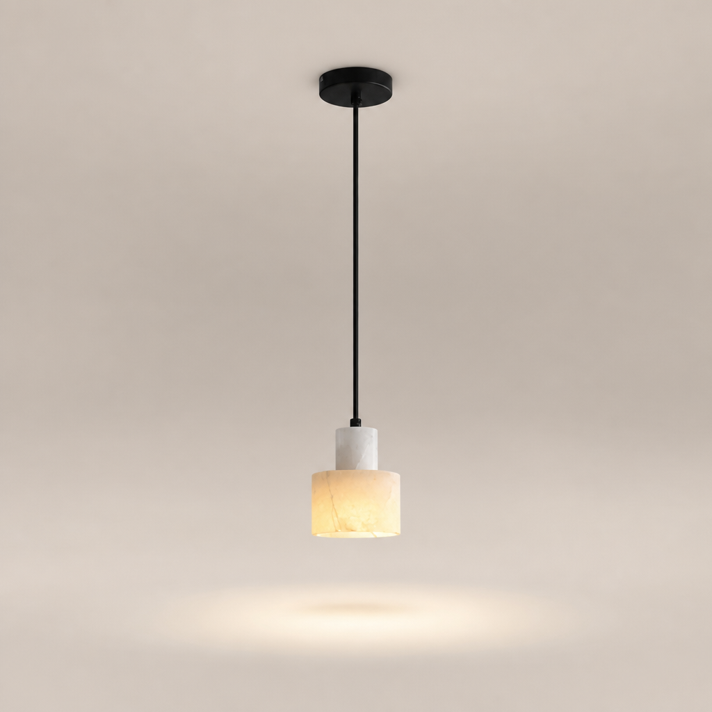 Suspension Marbre Naturel Cylindre — photo produit fond gris