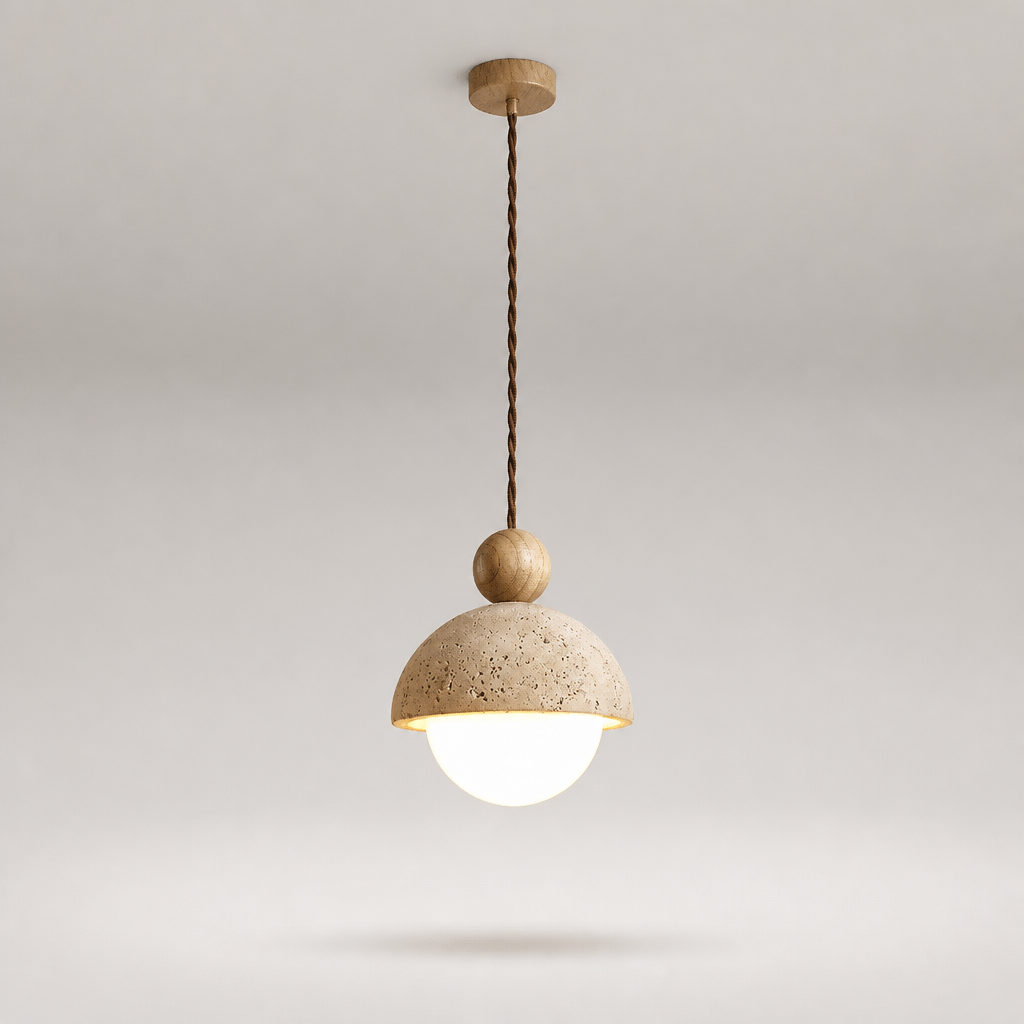 Suspension Pierre Travertin Design A — photo produit fond gris