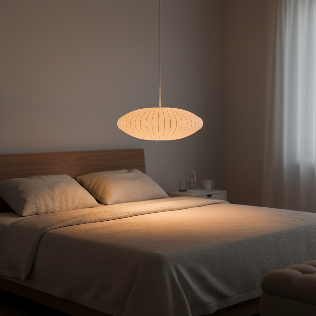 Suspension Tissu Soie — mise en situation chambre