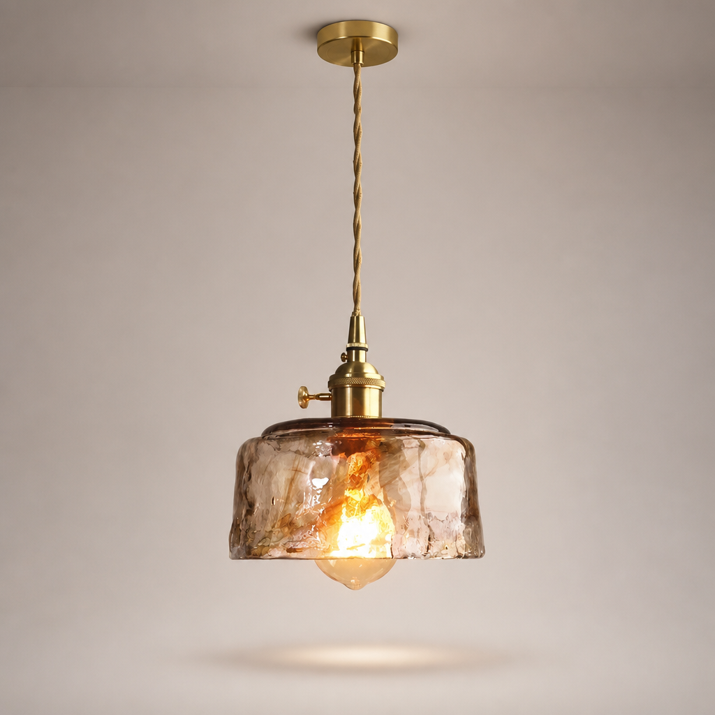 Suspension Verre Ambré Design Rétro C — photo produit fond gris
