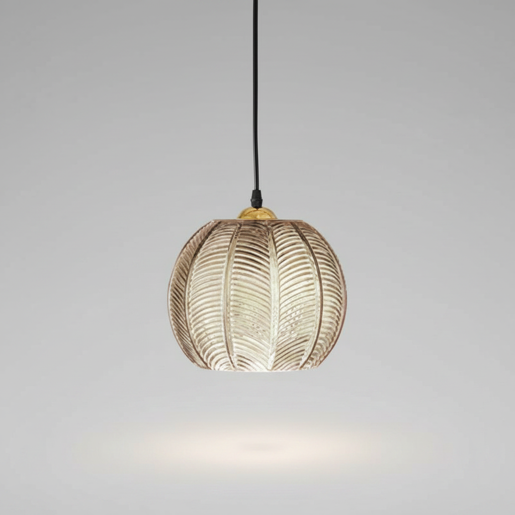 Suspension Verre Art Déco Ambre — photo produit fond gris
