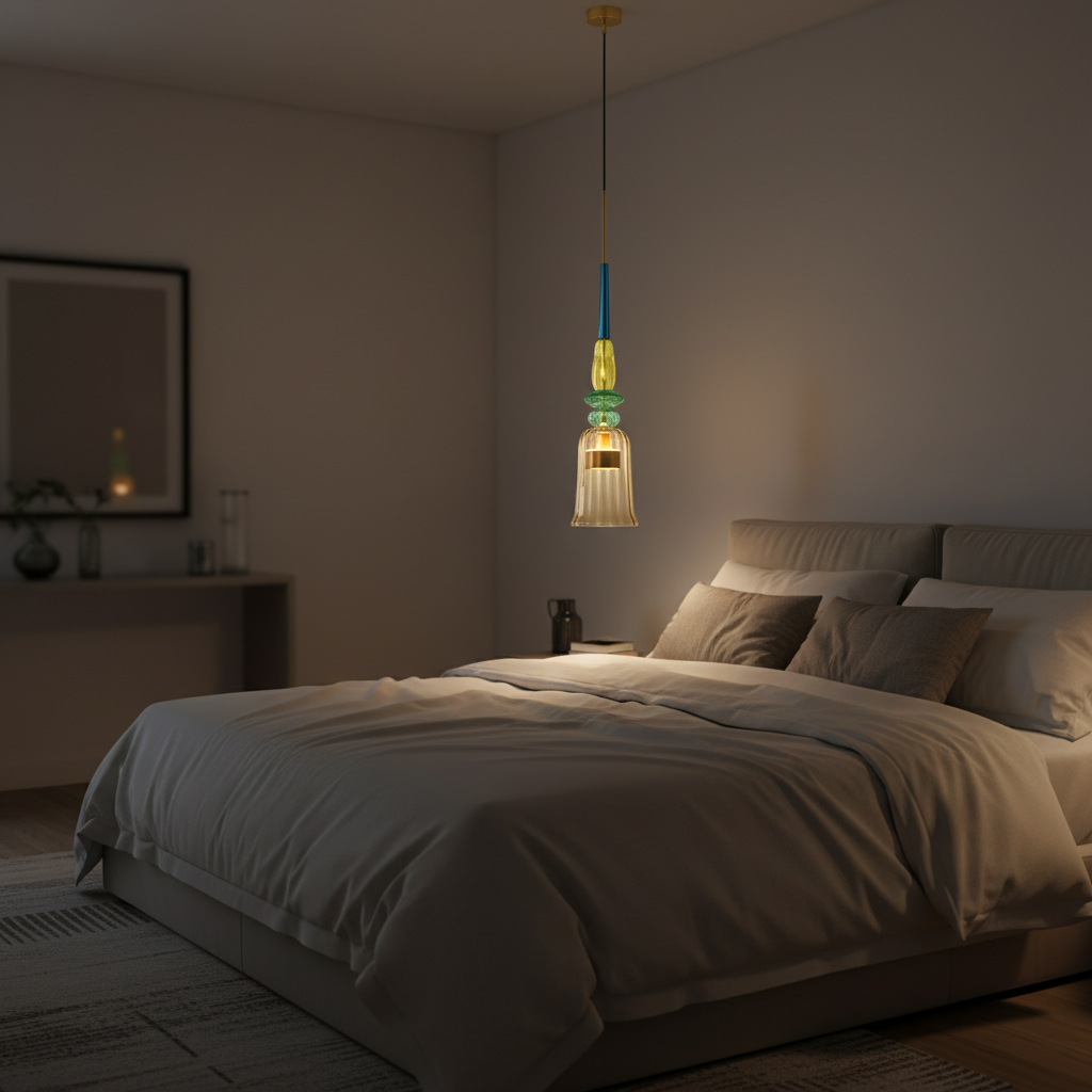 Suspension Verre Candy Ambre — mise en situation chambre