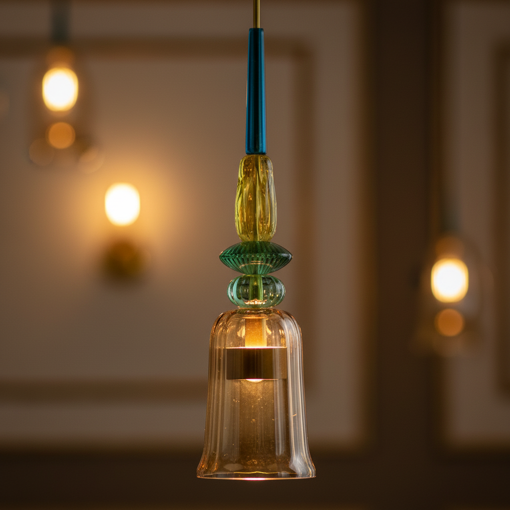 Suspension Verre Candy Ambre — gros plan détail matière et finition