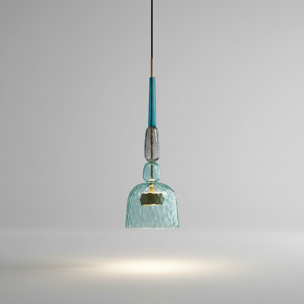 Suspension Verre Candy Bleu A — photo produit fond gris