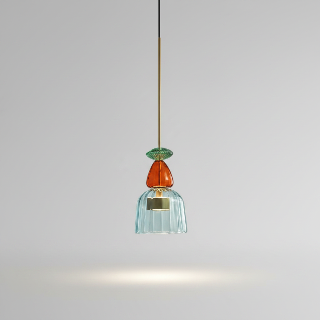 Suspension Verre Candy Bleu B — photo produit fond gris