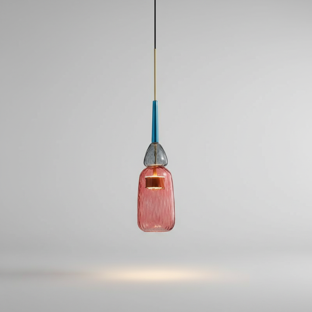 Suspension Verre Candy Rouge A — photo produit fond gris
