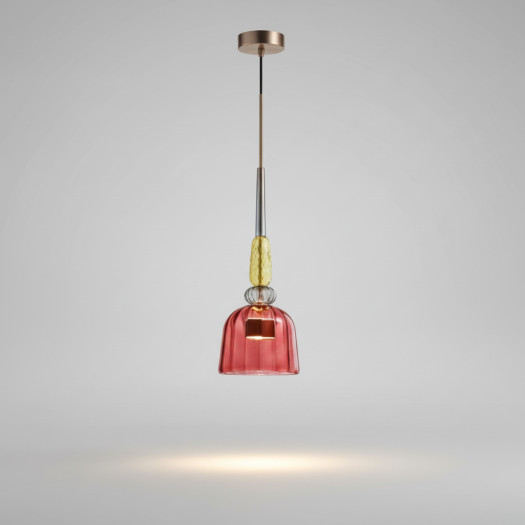 Suspension Verre Candy Rouge B — photo produit fond gris
