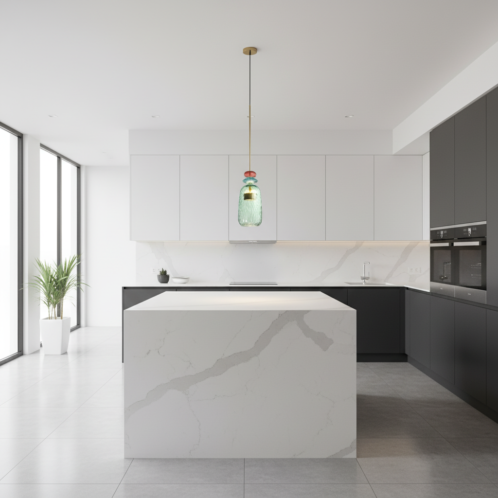 Suspension Verre Candy Vert — mise en situation cuisine