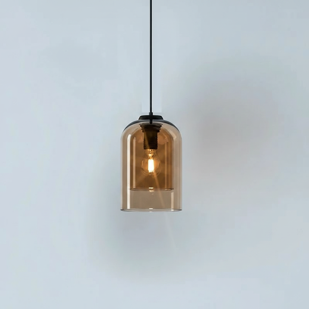 Suspension Verre Cloche – Gris Fumé ou Ambre Ambre — photo produit fond gris