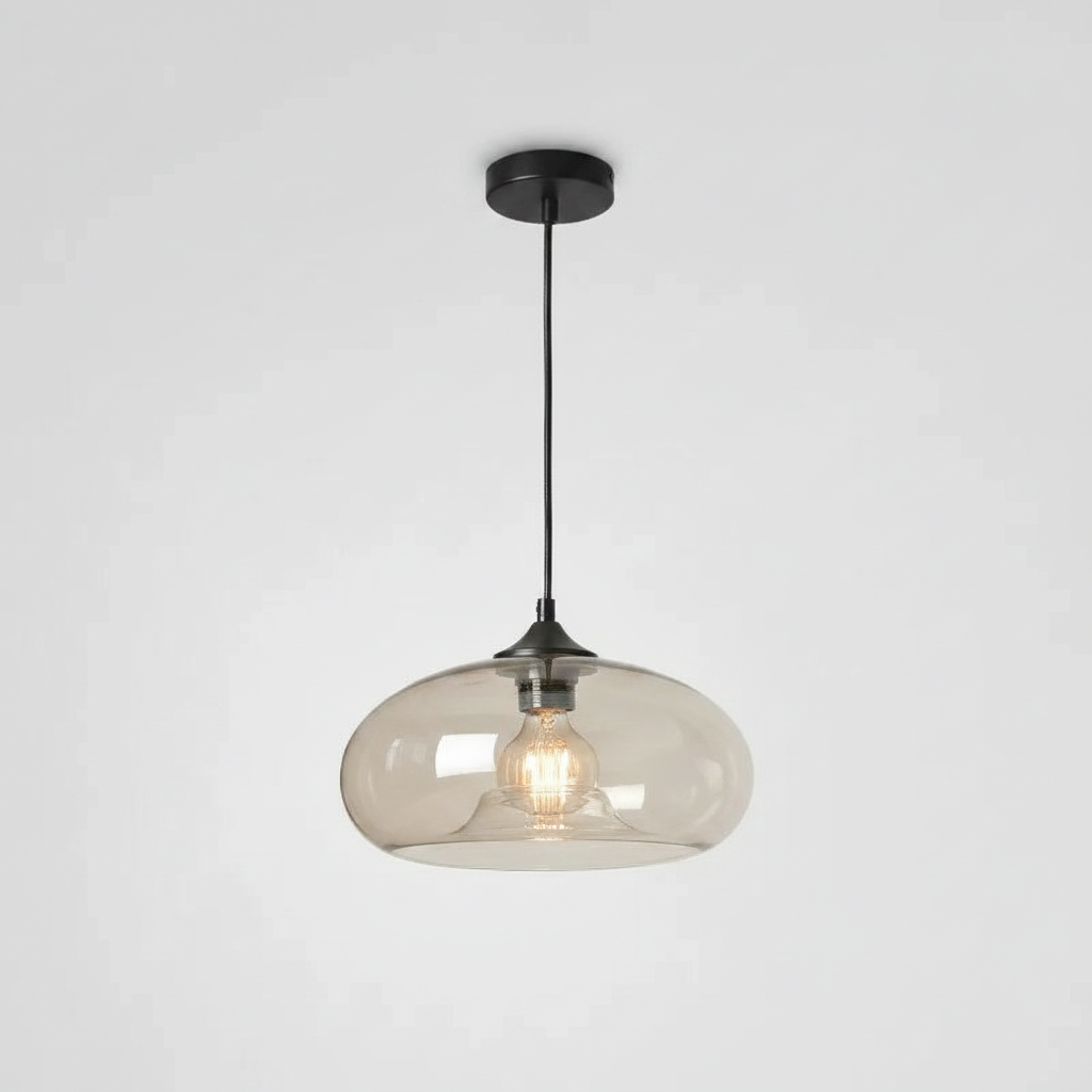 Suspension Verre Coloré – Globe Ovale Transparent — photo produit fond gris