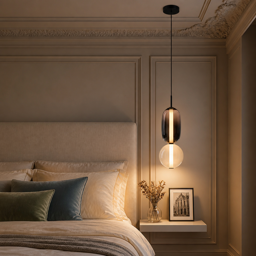 Suspension Verre Design Nordique Style 1 — mise en situation chambre
