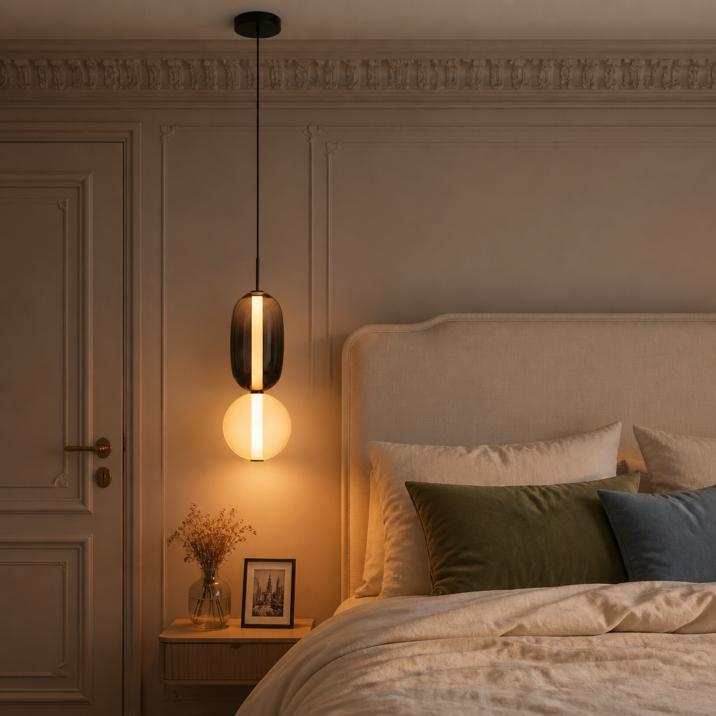 Suspension Verre Design Nordique Style 1 — mise en situation chambre