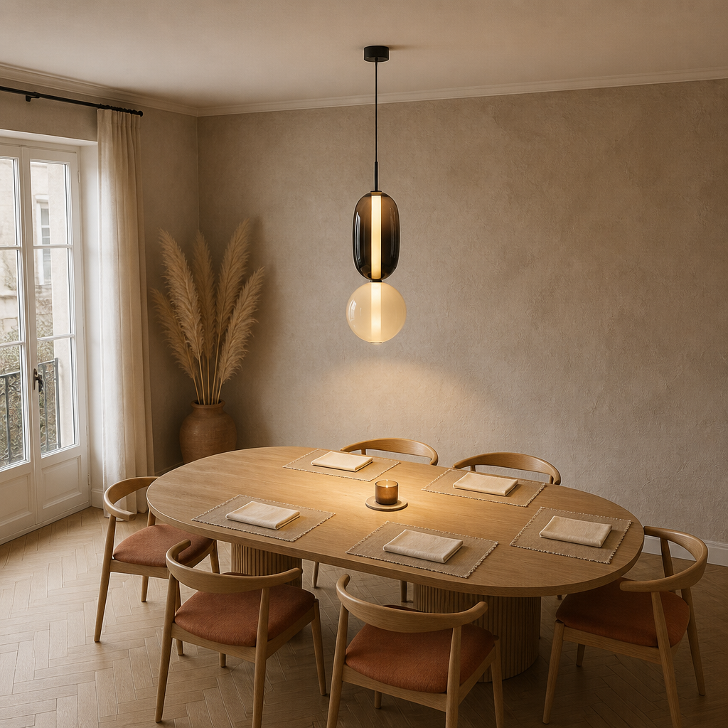 Suspension Verre Design Nordique Style 1 — mise en situation salle à manger