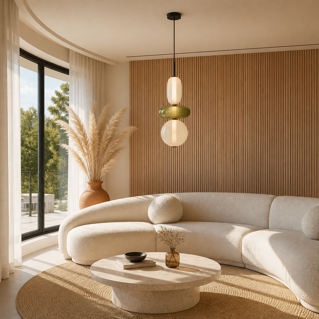 Suspension Verre Design Nordique Style 2 — mise en situation salon lumière du jour