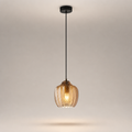 Suspension Verre Texturé Chevron Ambre — photo produit fond gris